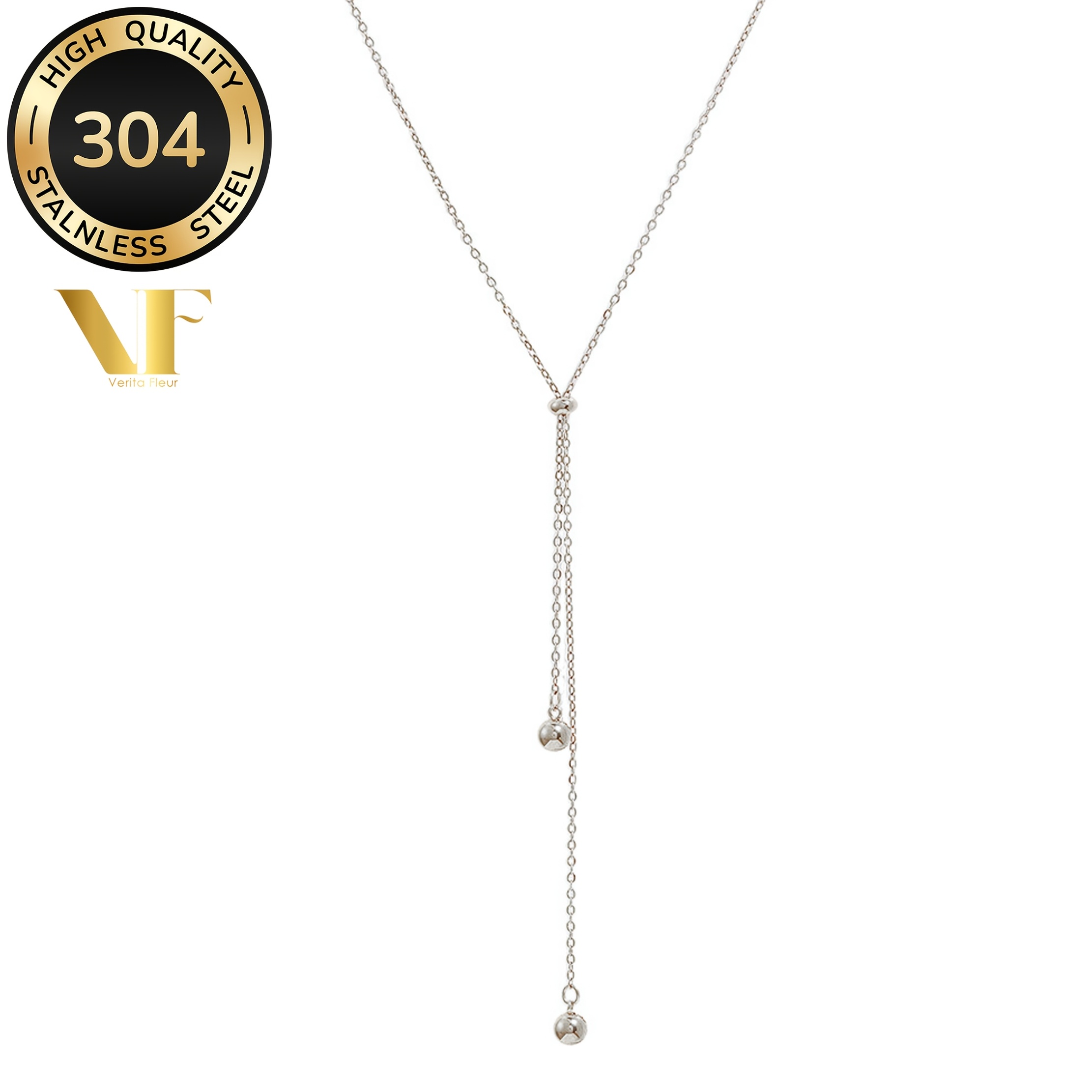 Women's Y-Drop Pendant Necklace with Adjustable Chain, Elegant Design